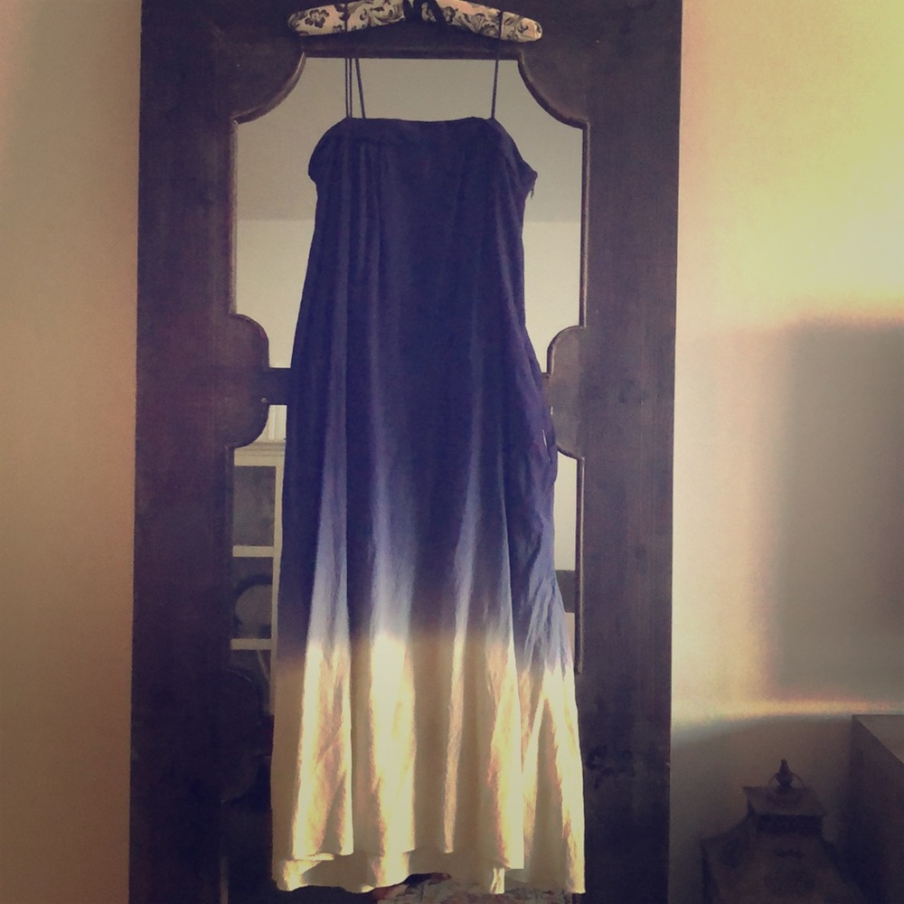 Elegant Blue and White Ombre Dress